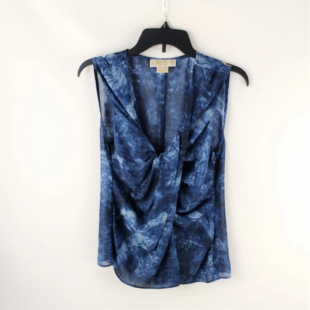 Michael Kors Blue Tank with Knotted Front PM